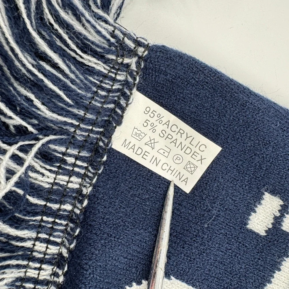 Miller Lite Tis Miller Time Knit Holiday Scarf Navy Blue‎ Beer Can Fringe A1387
